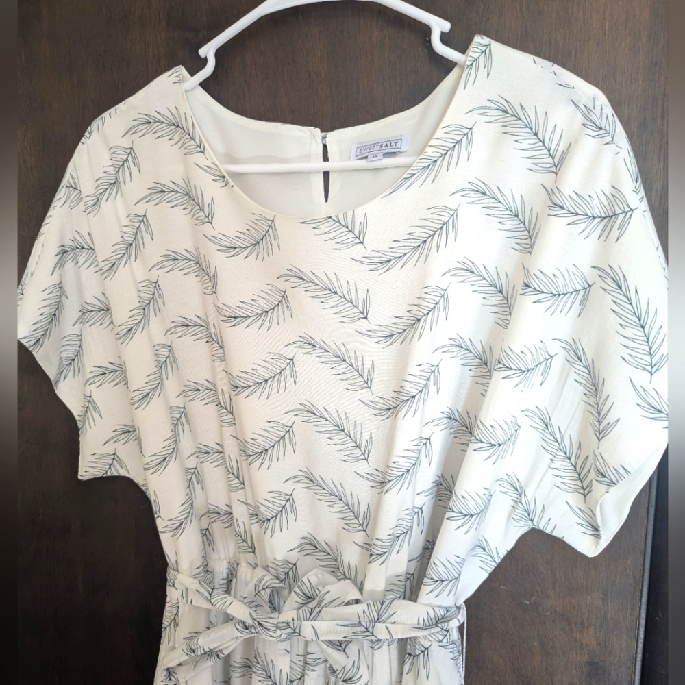White Dress with Leaf Print